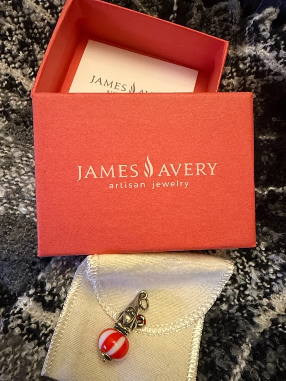 James Avery Red and White Gnome Bead Charm - Picture 2 of 2